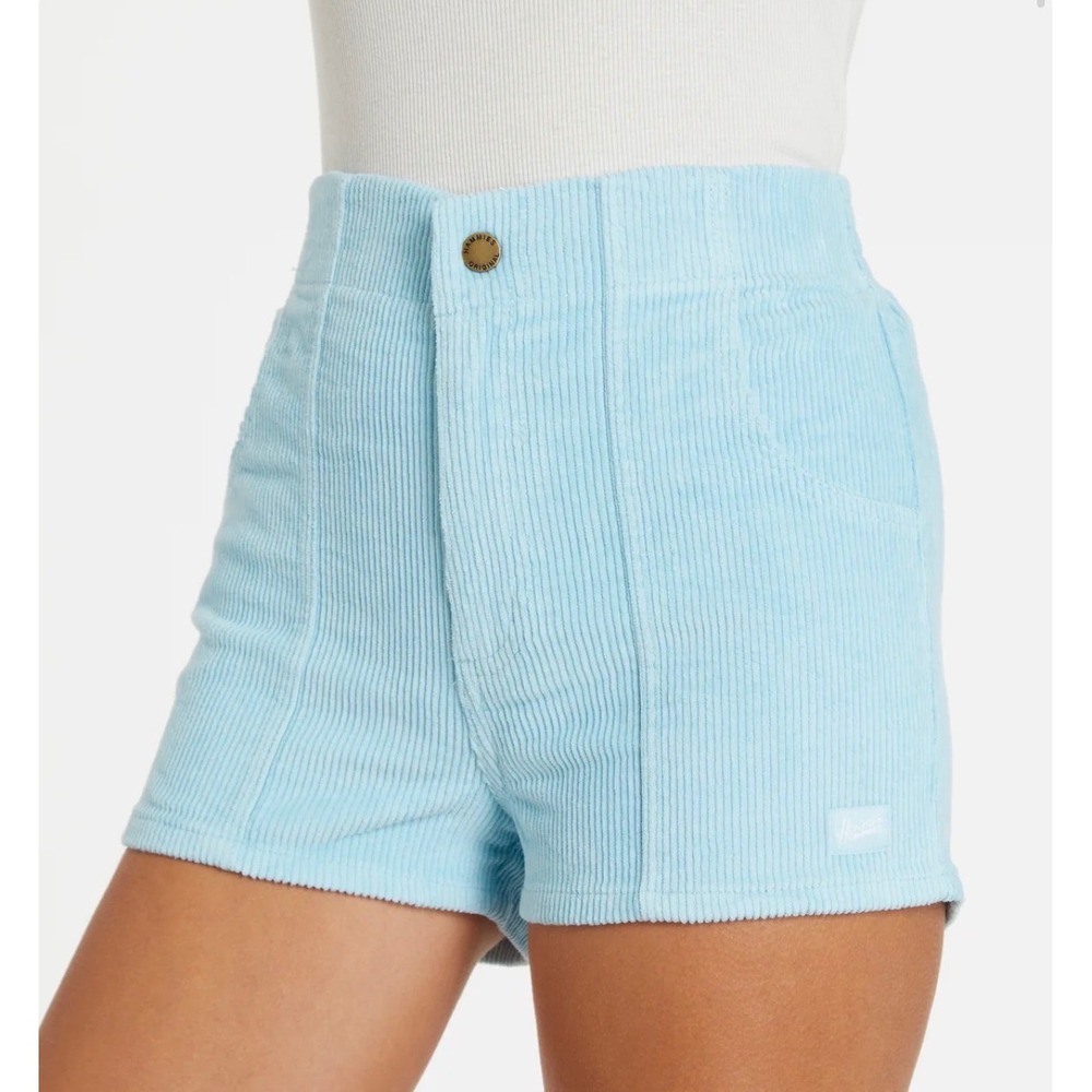 Hammies Womens Corduroy Shorts Powder Blue High Waisted Retro 70s Style Size 24